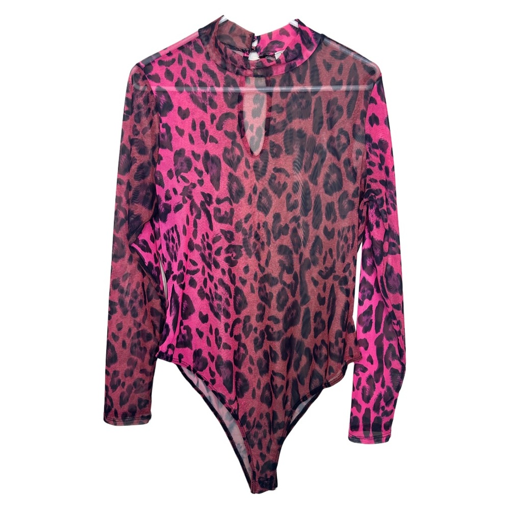 Leopard Print Mesh Bodysuit 2X